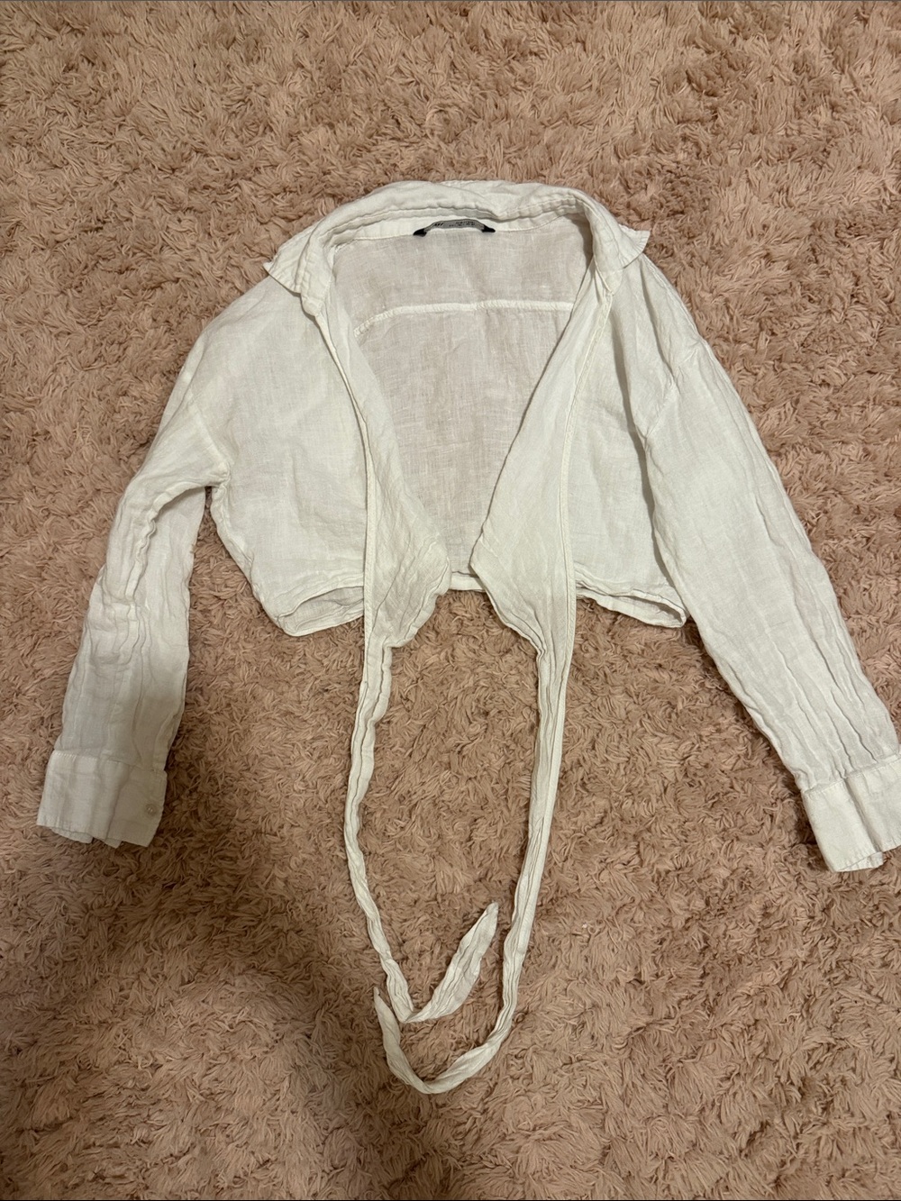 Zara Linen Tie-Front Cropped Top